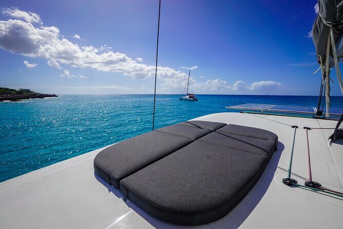 Luxury Catamaran Private Charter in St. Maarten/St. Martin - Happy Bay Beach: mimosas, anchor time, and real relaxation